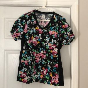 Cherokee Flower Print Scrub Top